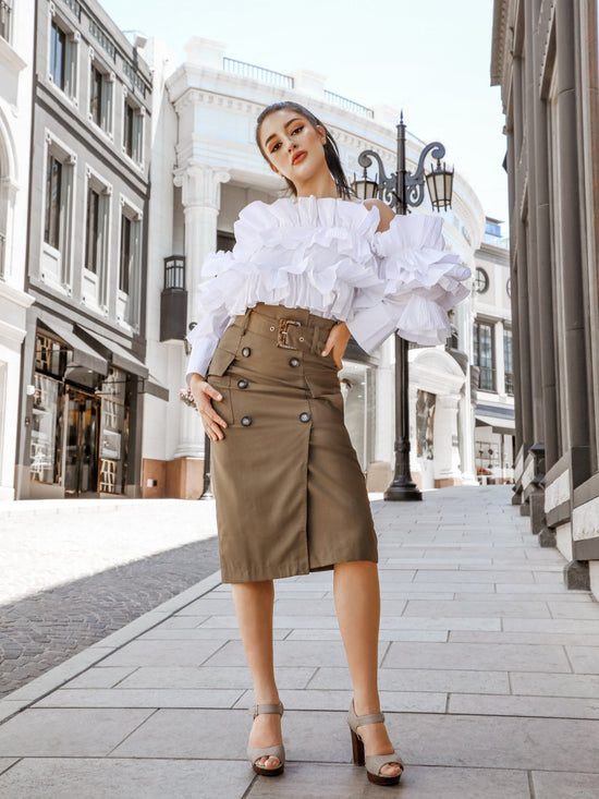 Buttoned Midi Skirt