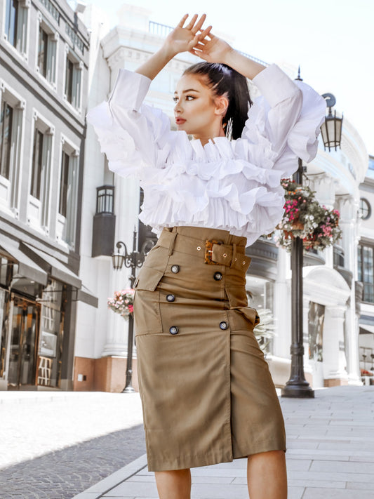 Buttoned Midi Skirt