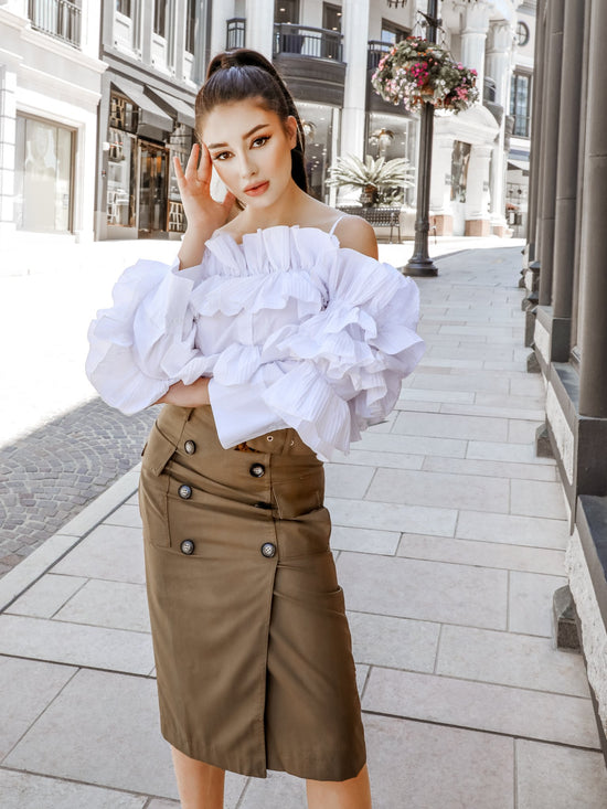 Buttoned Midi Skirt