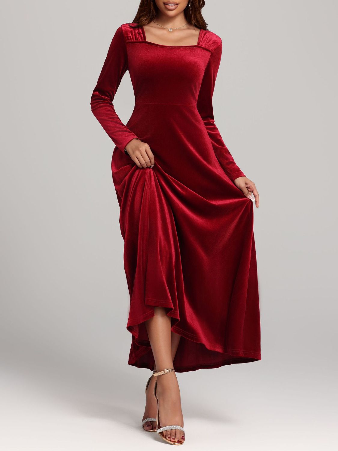 Velvet Square Neck Dress