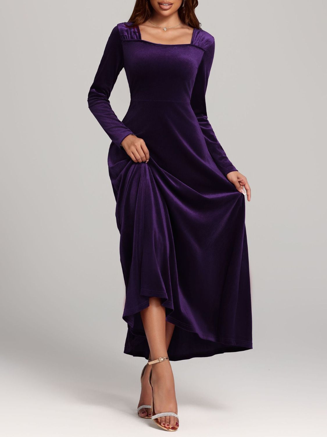 Velvet Square Neck Dress