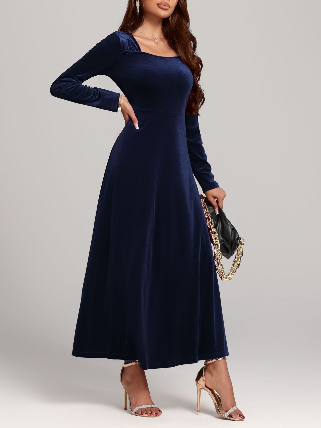 Velvet Square Neck Dress