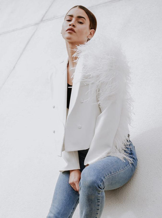 Ostrich Feather Blazer