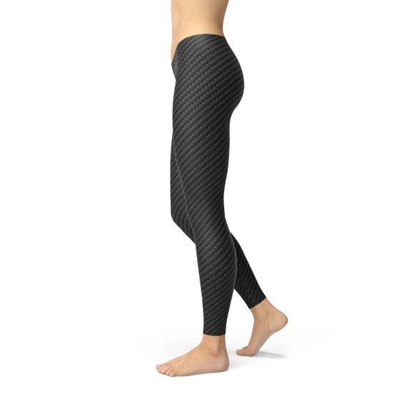 Womens Black Carbon Fiber Leggings